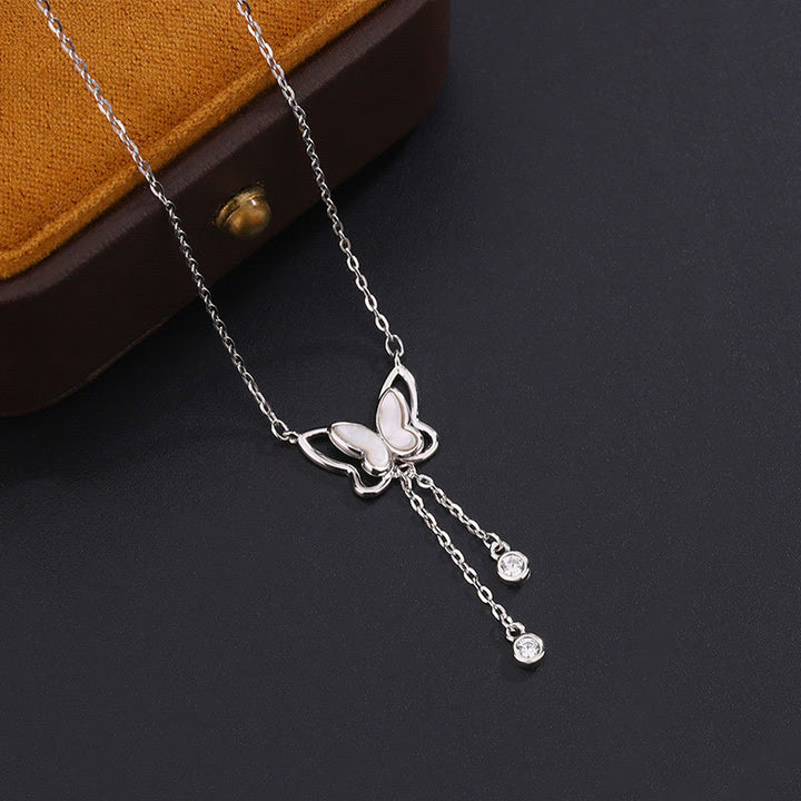 Buddha Stones 999 Sterling Silver Tridacna Pietra Farfalla Calma Collana Pendente - image 2