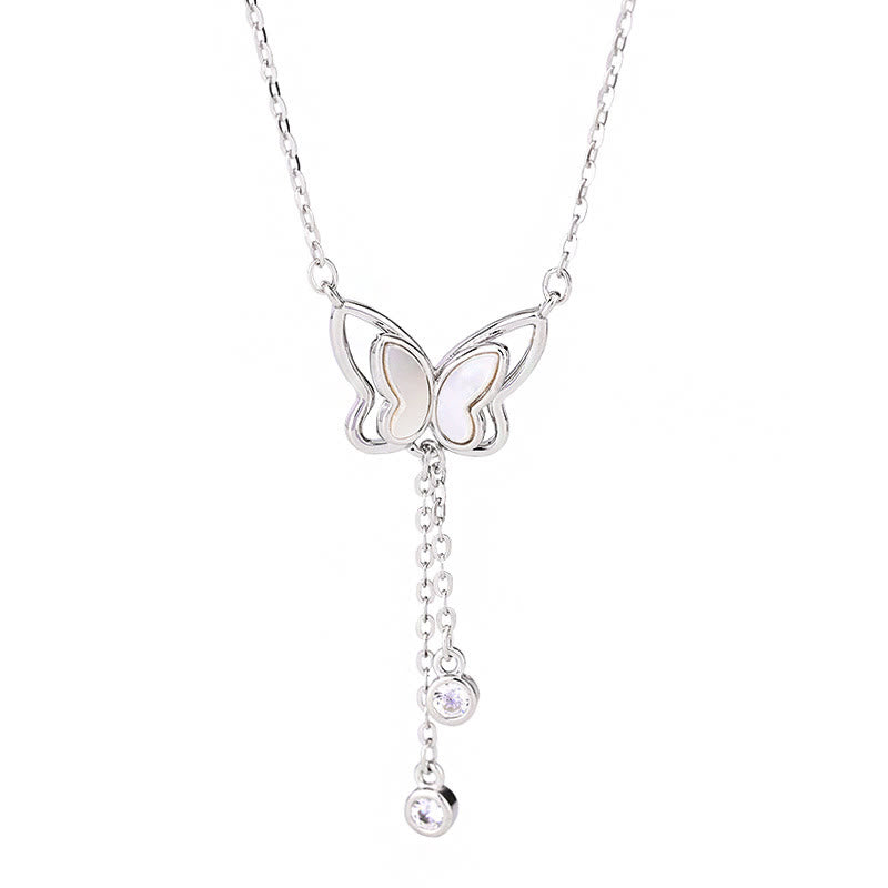 Buddha Stones 999 Sterling Silver Tridacna Pietra Farfalla Calma Collana Pendente - image 10