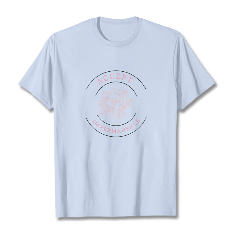 Buddha Stones Maglietta in cotone Lotus Accept Impermanence - Ciano chiaro - 2XL - image 7