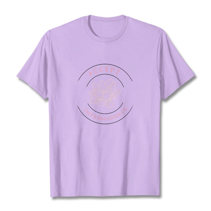 Buddha Stones Maglietta in cotone Lotus Accept Impermanence - Prugna - 2XL - image 15