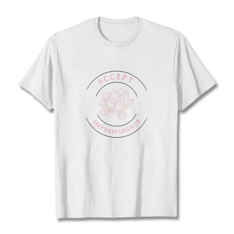 Buddha Stones Maglietta in cotone Lotus Accept Impermanence - Bianco - 2XL - image 12