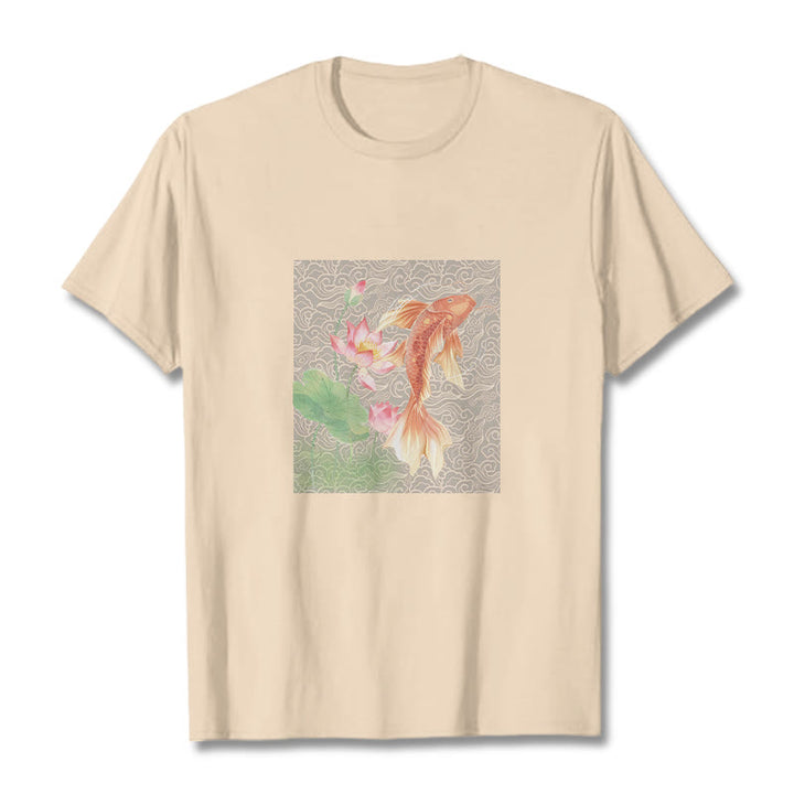 Maglietta in cotone con combinazione di Buddha Stones Koi Fish Lotus - Biscotto - 2XL - image 12
