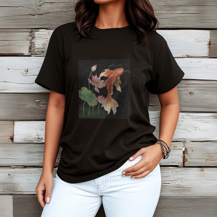 Maglietta in cotone con combinazione di Buddha Stones Koi Fish Lotus - image 7