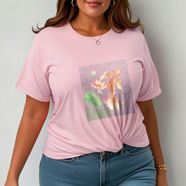 Maglietta in cotone con combinazione di Buddha Stones Koi Fish Lotus - image 19