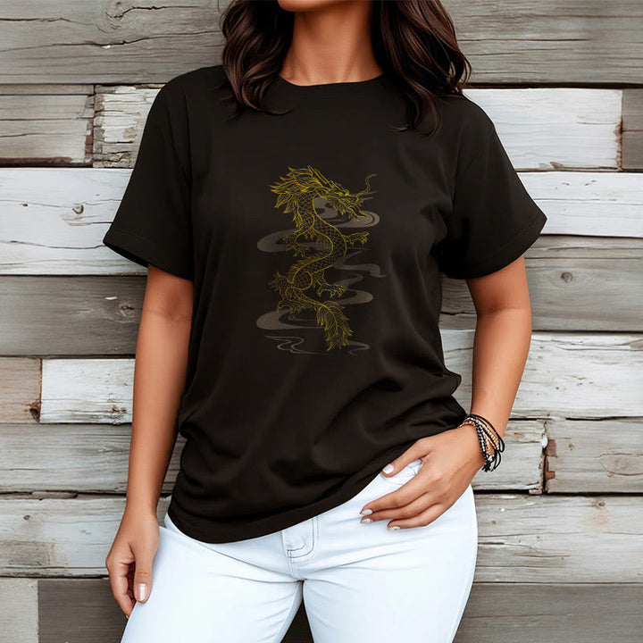 Maglietta in cotone con motivo Buddha Stones Golden Dragon - image 3