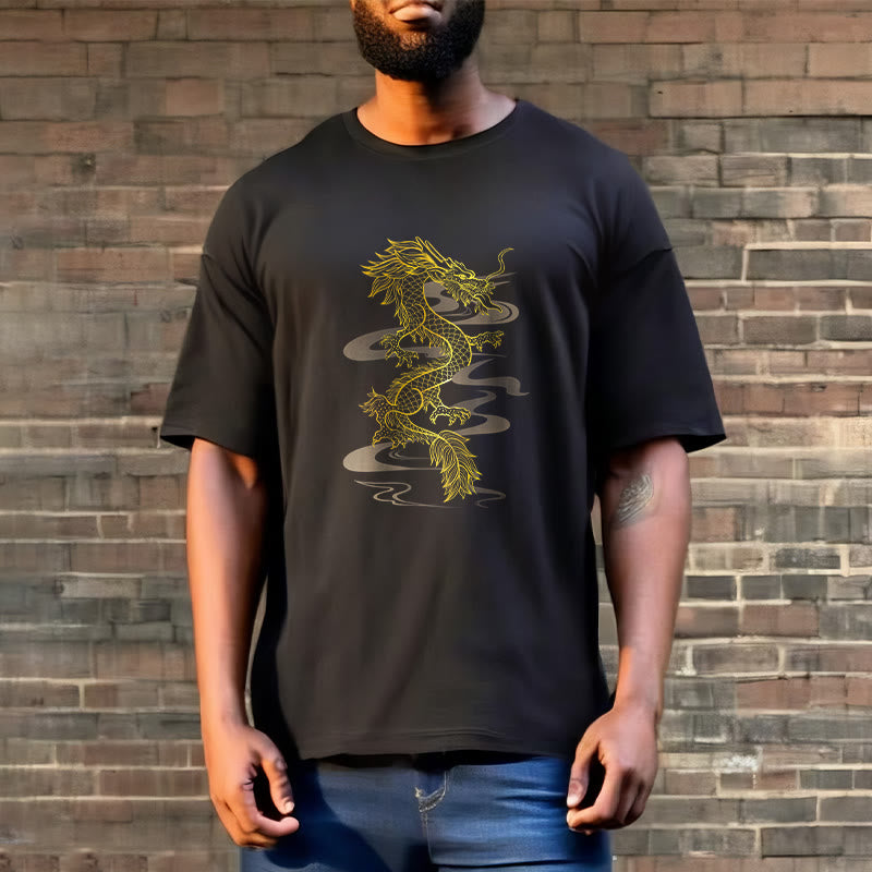 Maglietta in cotone con motivo Buddha Stones Golden Dragon - image 1