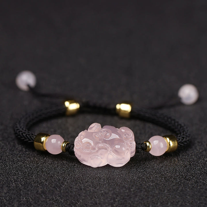 Braccialetto intrecciato con corda di cristallo rosa Buddha Stones PiXiu - Nero (Circonferenza del polso: 14-23 cm) - image 11