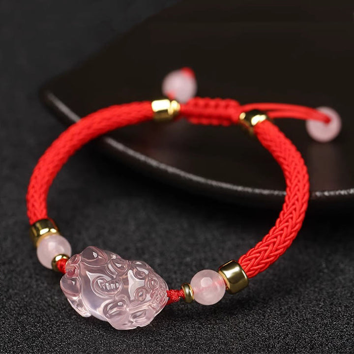 Braccialetto intrecciato con corda di cristallo rosa Buddha Stones PiXiu - image 6