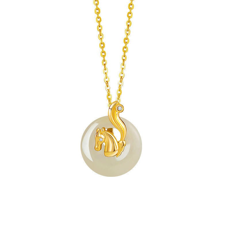 Buddha Stones Zodiaco cinese Giada Hetian Argento Sterling 925 Collana con ciondolo Abbondanza - Cavallo in argento sterling 925 con giada Hetian - image 21