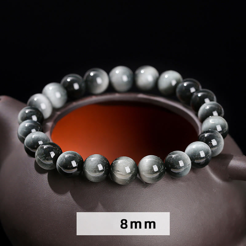 Braccialetto Buddha Stones Natural Eagle's Eye Stone Coraggio Positivo
