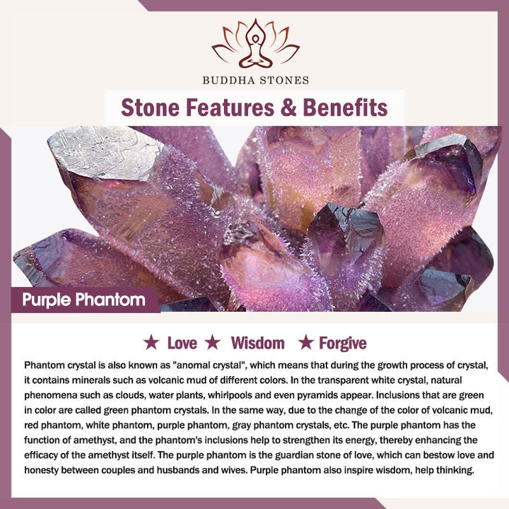 Bracciale Buddha Stones Natural Purple Phantom Love Saggezza