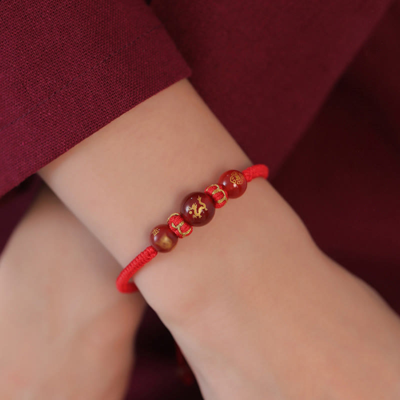 Braccialetto di protezione intrecciato con corda rossa in agata rossa fatto a mano con zodiaco cinese Buddha Stones - image 15