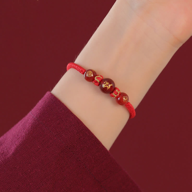 Braccialetto di protezione intrecciato con corda rossa in agata rossa fatto a mano con zodiaco cinese Buddha Stones - image 17