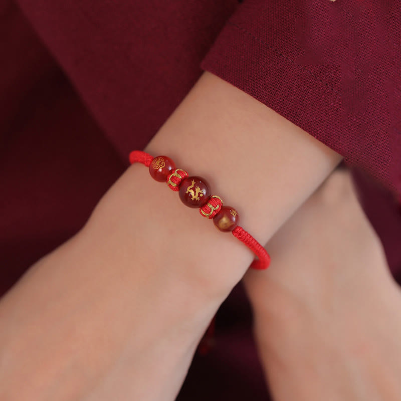 Braccialetto di protezione intrecciato con corda rossa in agata rossa fatto a mano con zodiaco cinese Buddha Stones - image 16