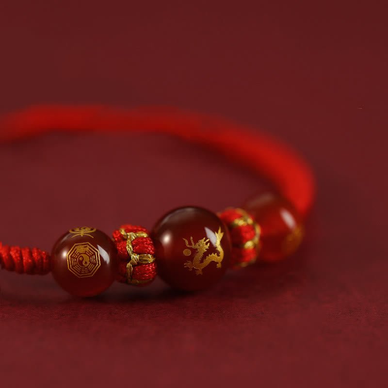Braccialetto di protezione intrecciato con corda rossa in agata rossa fatto a mano con zodiaco cinese Buddha Stones - image 19