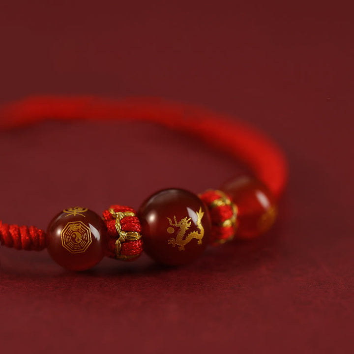 Braccialetto di protezione intrecciato con corda rossa in agata rossa fatto a mano con zodiaco cinese Buddha Stones - image 19