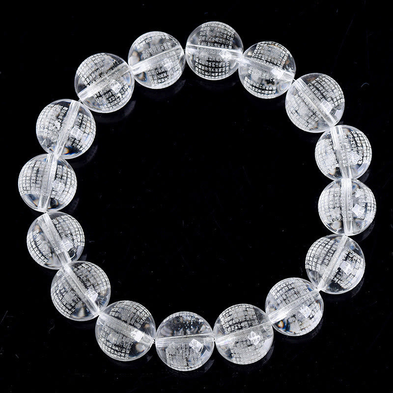 Braccialetto di protezione in cristallo bianco naturale Buddha Stones Heart Sutra