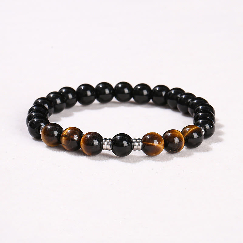 Buddha Stones 2 pezzi Ematite Occhio di tigre Occhio di tigre blu Bracciale potente Set