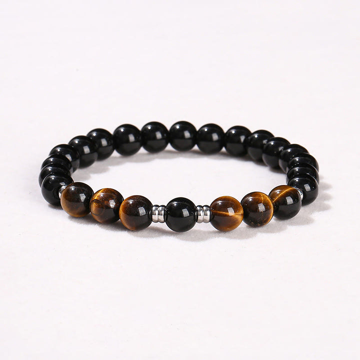 Buddha Stones 2 pezzi Ematite Occhio di tigre Occhio di tigre blu Bracciale potente Set