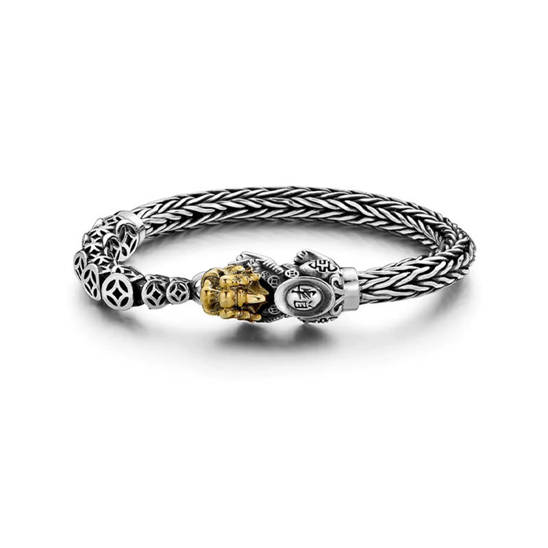 Buddha Stones 925 Sterling Silver PiXiu Monete di rame Lingotto Ricchezza Bracciale Bangle - image 2