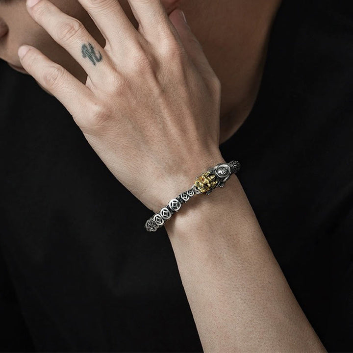 Buddha Stones 925 Sterling Silver PiXiu Monete di rame Lingotto Ricchezza Bracciale Bangle - image 9