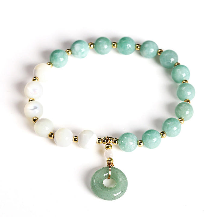 Buddha Stones Jade Trochus Horseshoe Snail Peace Buckle Charm Abbondanza Bracciale