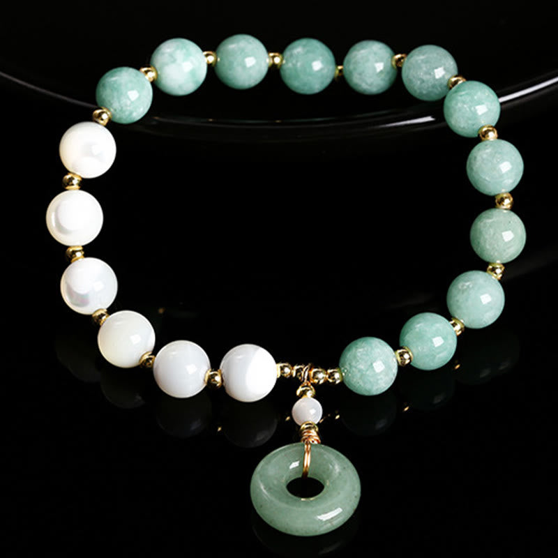 Buddha Stones Jade Trochus Horseshoe Snail Peace Buckle Charm Abbondanza Bracciale