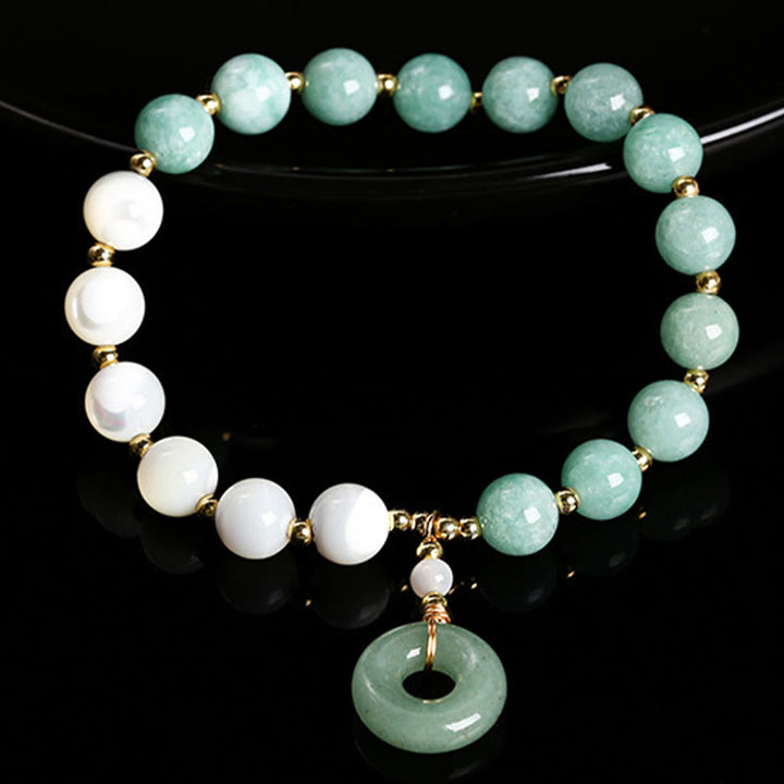 Buddha Stones Jade Trochus Horseshoe Snail Peace Buckle Charm Abbondanza Bracciale