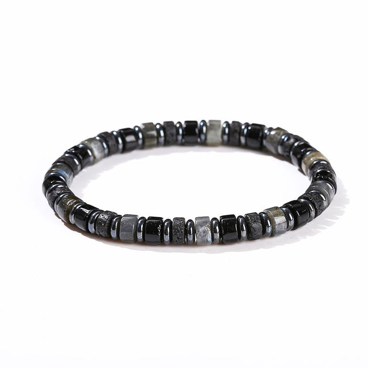 Braccialetto di supporto in Buddha Stones, ematite, turchese, lazurite, lapislazzuli, pietra lavica, glitter nero - image 14