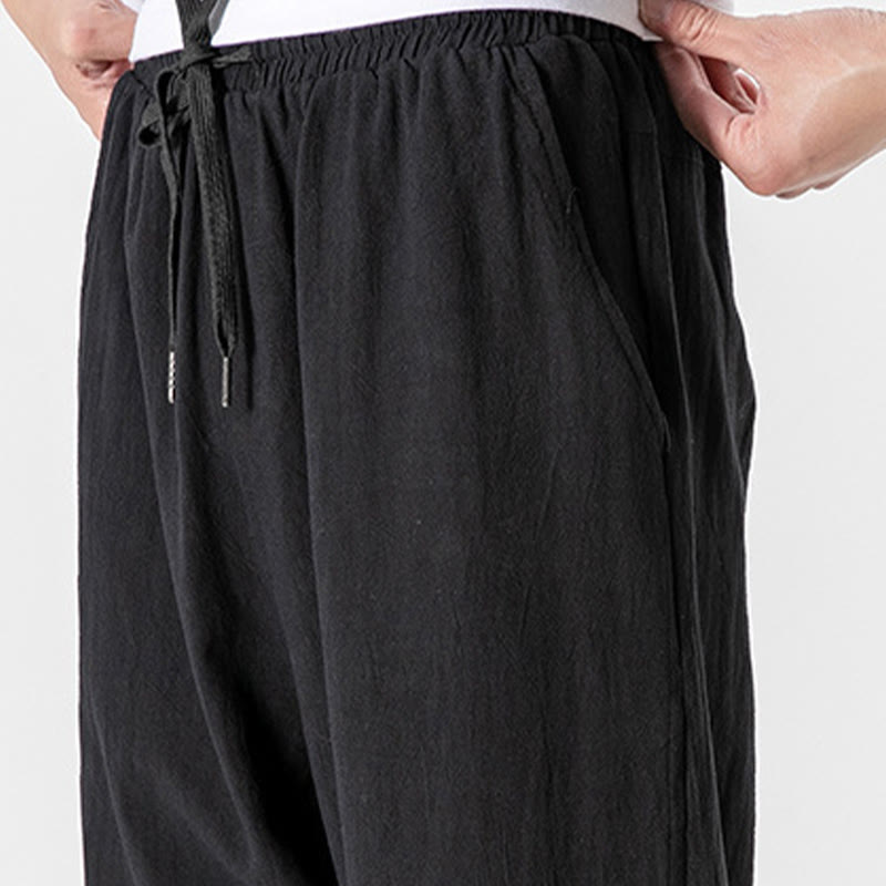 Pantaloni da uomo in cotone con coulisse tinta unita Buddha Stones con tasche - image 13