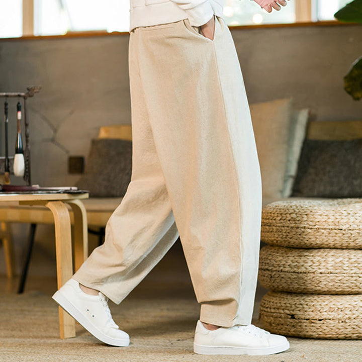Pantaloni harem da uomo con coulisse e tasche, tinta unita, con motivo Buddha Stones. - image 29