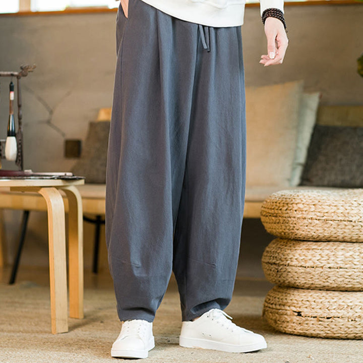 Pantaloni harem da uomo con coulisse e tasche, tinta unita, con motivo Buddha Stones. - Grigio ardesia - US/UK/AU46, EU56 (5XL) - image 31