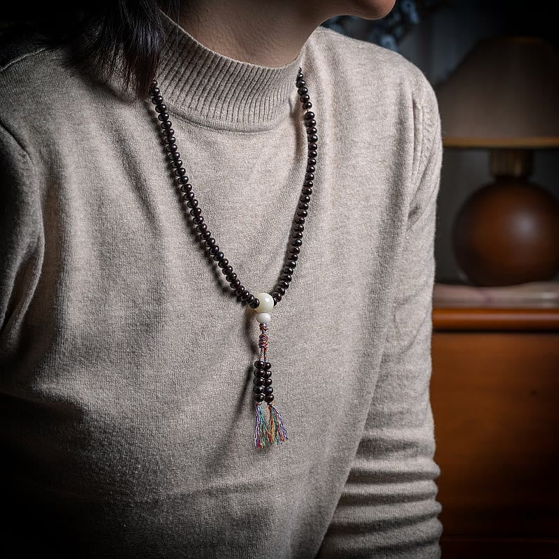Buddha Stones 108 Mala Beads Bowl Bodhi Seed Braccialetto della Pace in Corda Colorata