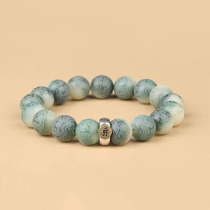 Braccialetto della saggezza inciso Buddha Stones, zodiaco cinese, seme di Bodhi, Om Mani, Padme Hum. - image 0
