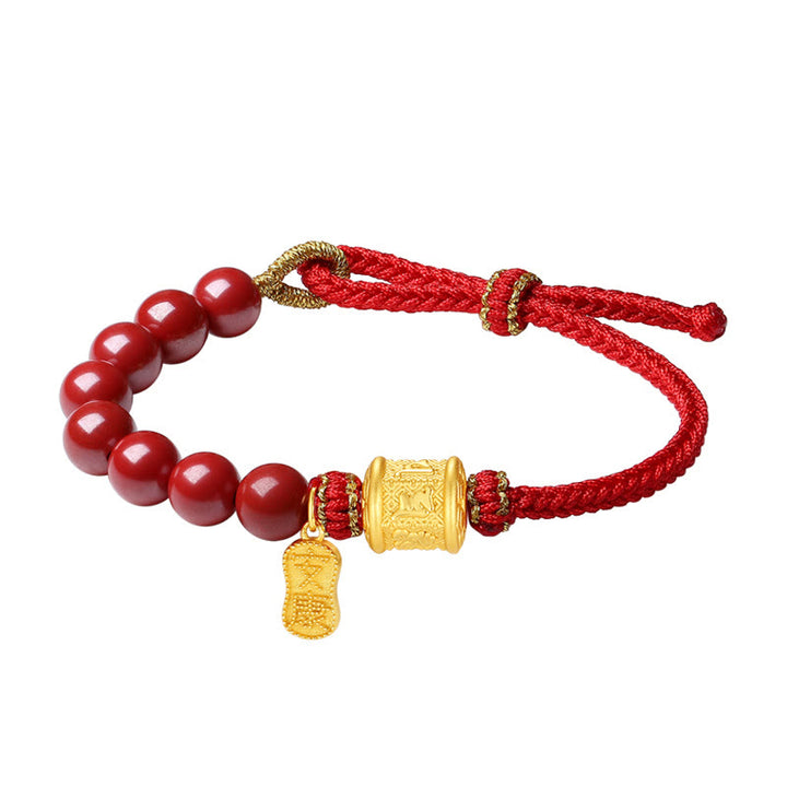 Braccialetto di corda di benedizione in argento sterling 999 con sei vere parole Om Mani Padme Hum e cinabro Buddha Stones - image 15