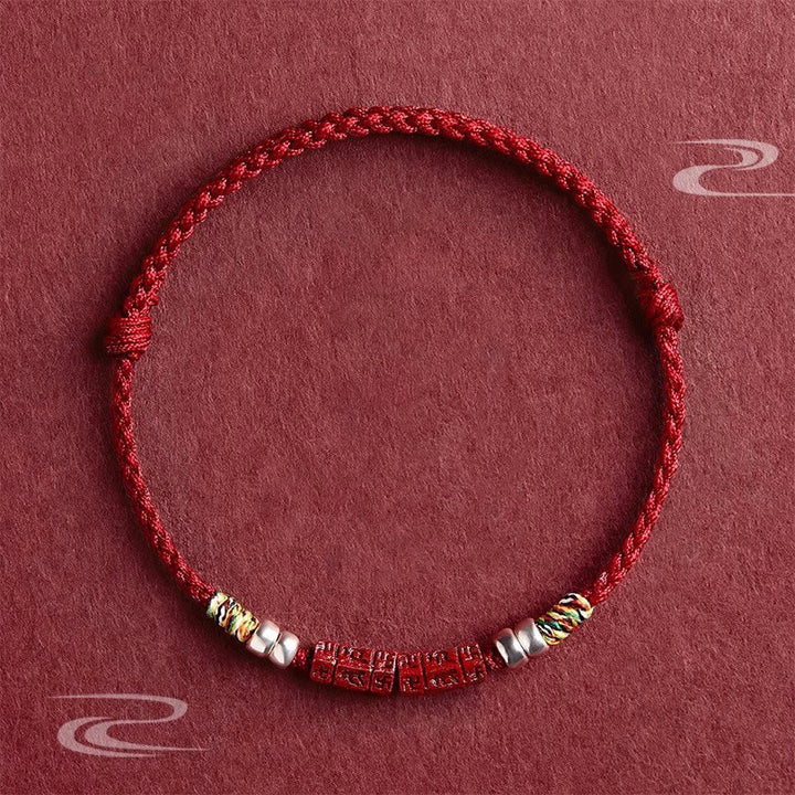 Bracciale Buddha Stones 925 Sterling Silver Om Mani Padme Hum Cinnabar Blessing Bambino Adulto - Rosso - Bambino 11-13 cm - image 0