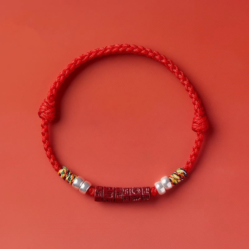 Bracciale Buddha Stones 925 Sterling Silver Om Mani Padme Hum Cinnabar Blessing Bambino Adulto - image 18