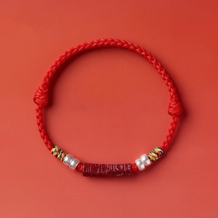 Bracciale Buddha Stones 925 Sterling Silver Om Mani Padme Hum Cinnabar Blessing Bambino Adulto - image 18