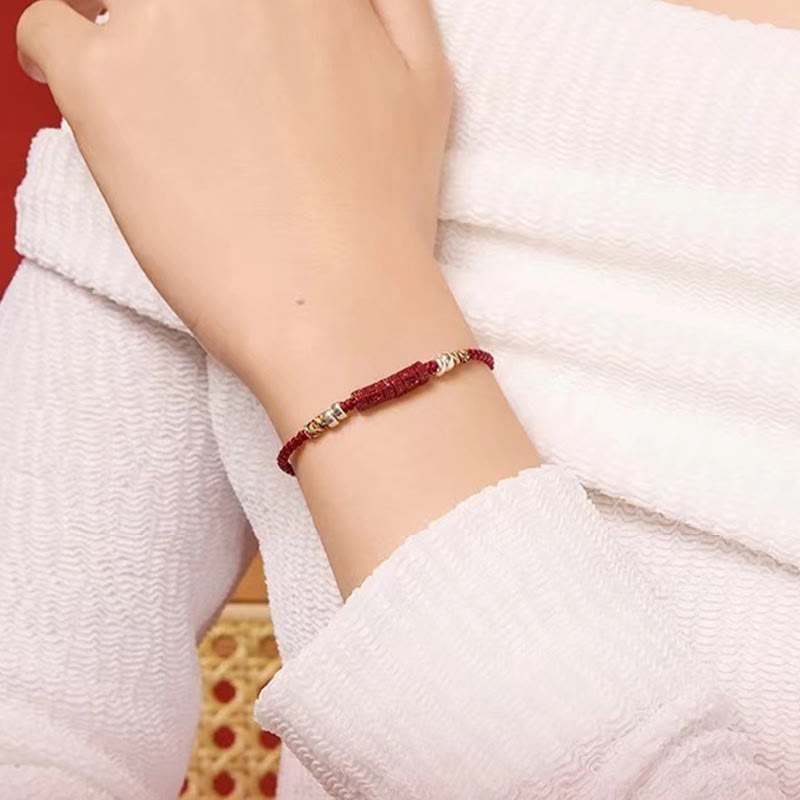 Bracciale Buddha Stones 925 Sterling Silver Om Mani Padme Hum Cinnabar Blessing Bambino Adulto - image 4