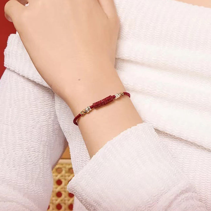 Bracciale Buddha Stones 925 Sterling Silver Om Mani Padme Hum Cinnabar Blessing Bambino Adulto - image 4