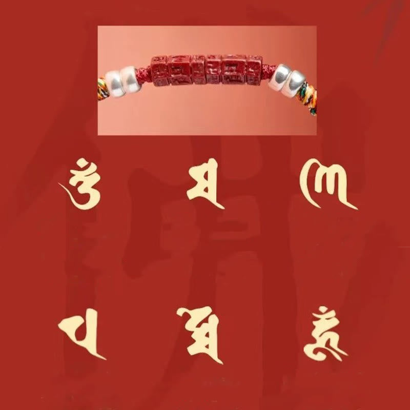 Bracciale Buddha Stones 925 Sterling Silver Om Mani Padme Hum Cinnabar Blessing Bambino Adulto - image 12
