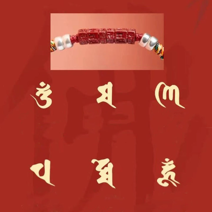 Bracciale Buddha Stones 925 Sterling Silver Om Mani Padme Hum Cinnabar Blessing Bambino Adulto - image 12