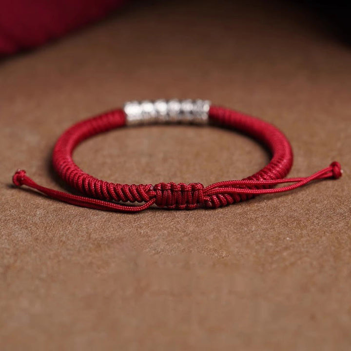 Braccialetto in corda portafortuna Om Mani Padme Hum in argento Sterling 999 fatto a mano con Buddha Stones - image 9