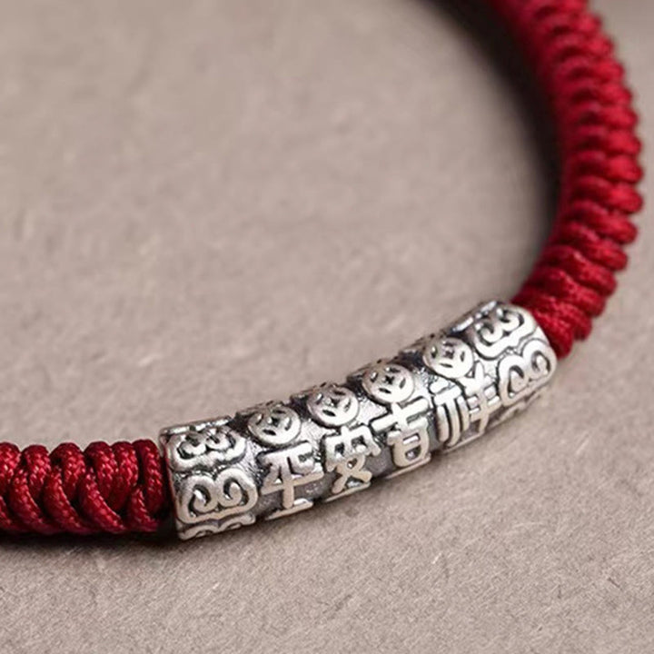 Braccialetto in corda portafortuna Om Mani Padme Hum in argento Sterling 999 fatto a mano con Buddha Stones - image 12