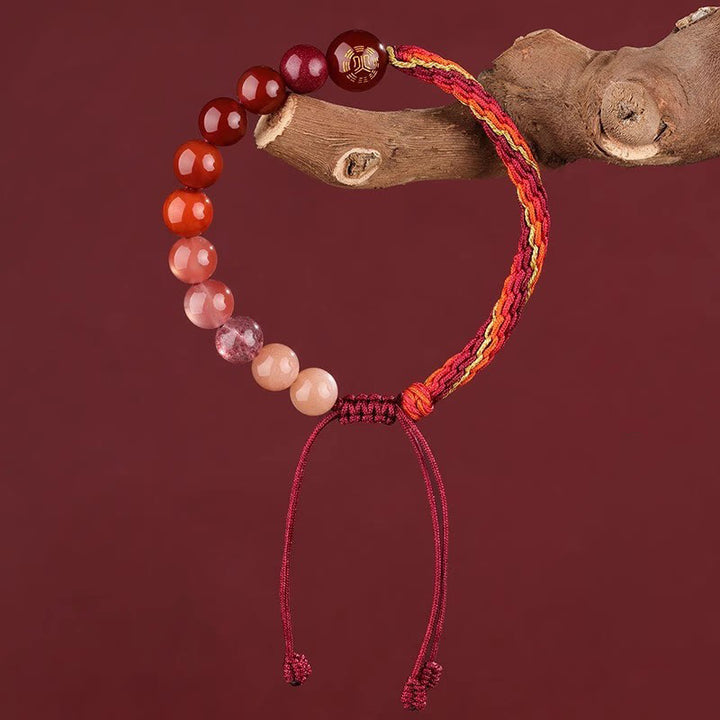 Buddha Stones Cinque Elementi Vari Cristallo Agata Ricchezza Reincarnazione Nodo Braccialetto Treccia