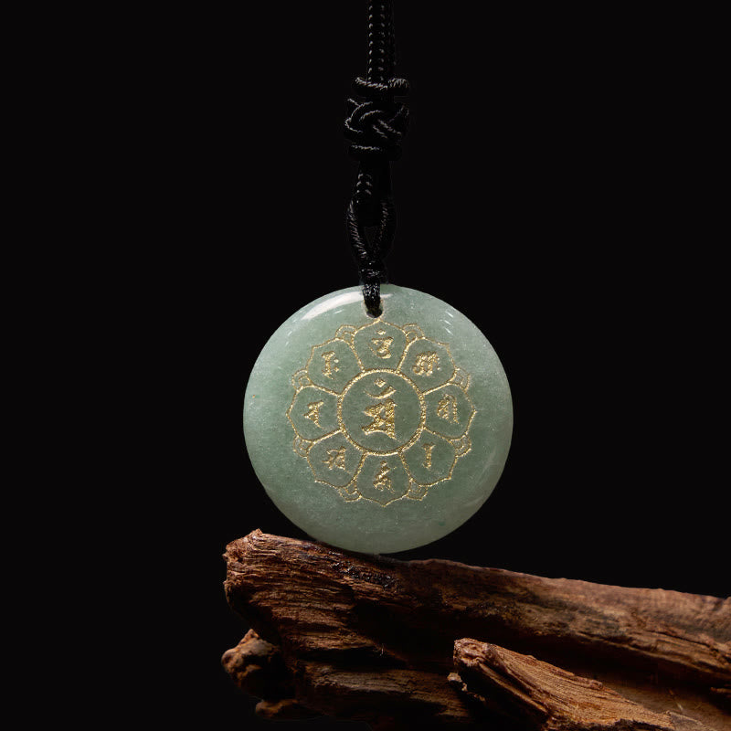 Buddha Stones Om Mani Padme Hum Naturale Vari Cristallo Ossidiana Nera Forza Collana Pendente - Avventurina verde - image 13