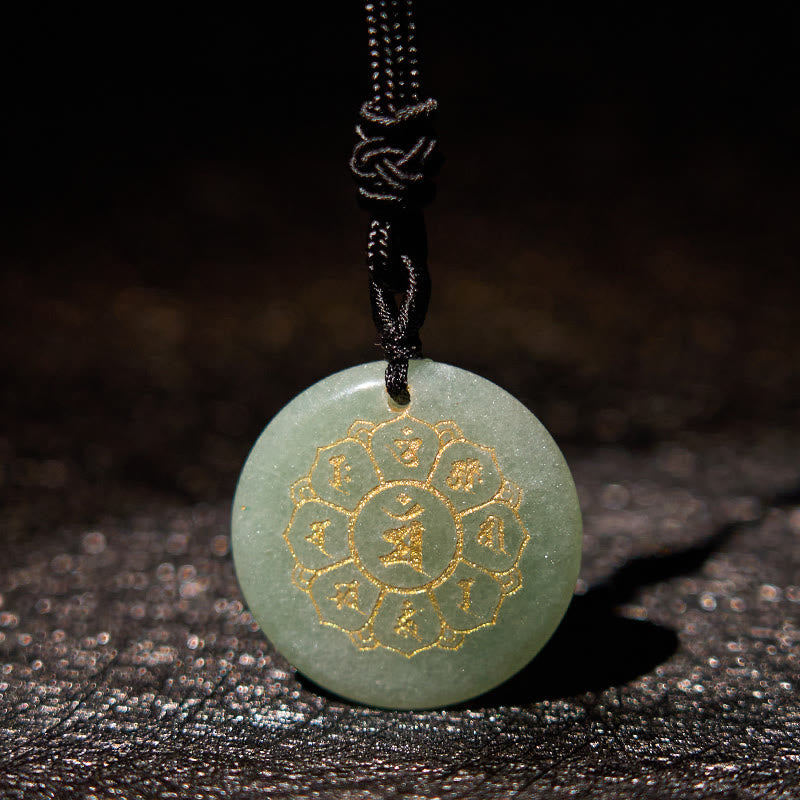 Buddha Stones Om Mani Padme Hum Naturale Vari Cristallo Ossidiana Nera Forza Collana Pendente - image 14