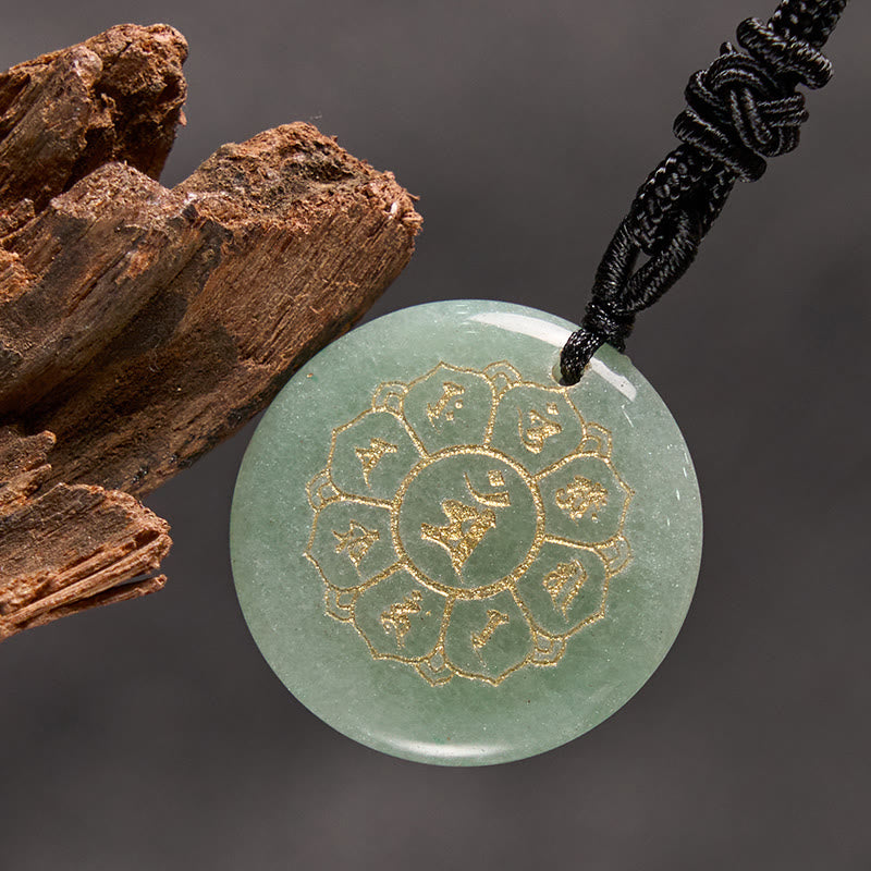 Buddha Stones Om Mani Padme Hum Naturale Vari Cristallo Ossidiana Nera Forza Collana Pendente - image 15