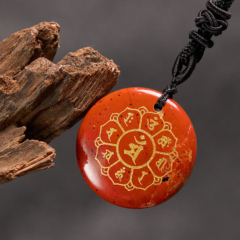 Buddha Stones Om Mani Padme Hum Naturale Vari Cristallo Ossidiana Nera Forza Collana Pendente - image 19
