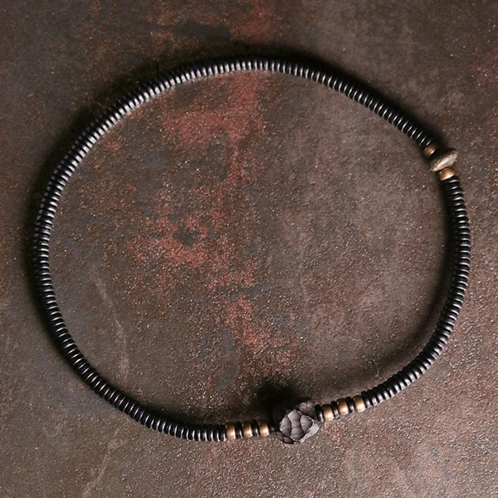 Braccialetto doppio giro Buddha Stones Ebano Legno Rame Ottone Pace